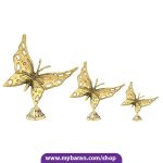 دکوری برنجی مدل پروانه رومیزی شیک، ست 3 عددی