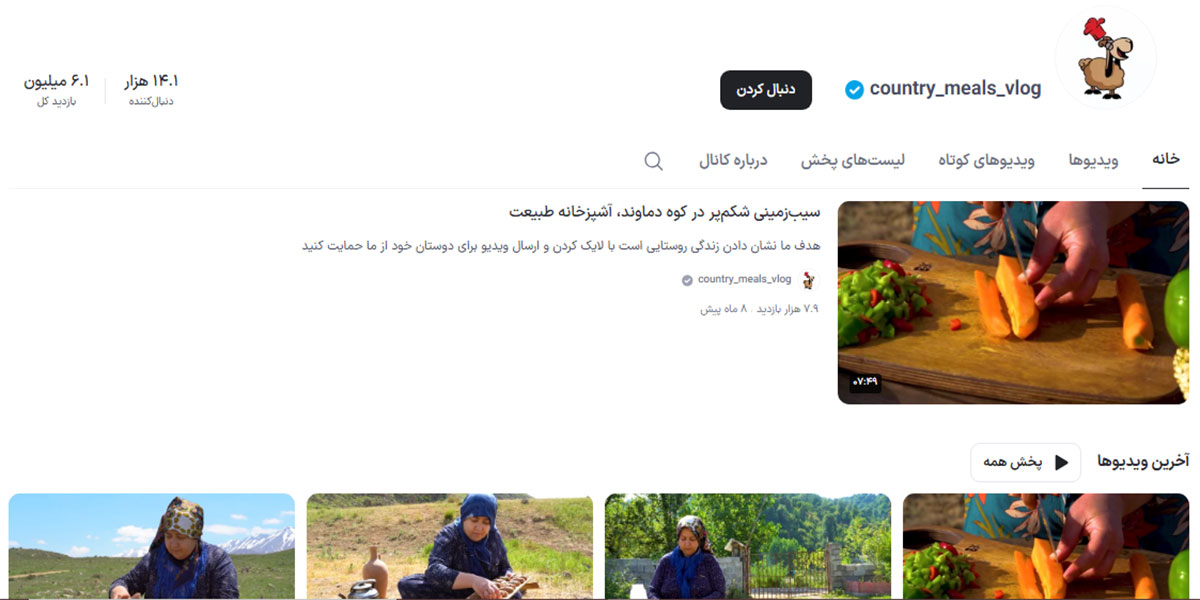 15 تا از پر مخاطب ترین کانال آشپزی آپارات
